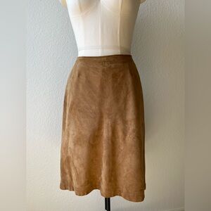 Vakko Brown Suede Midi Skirt